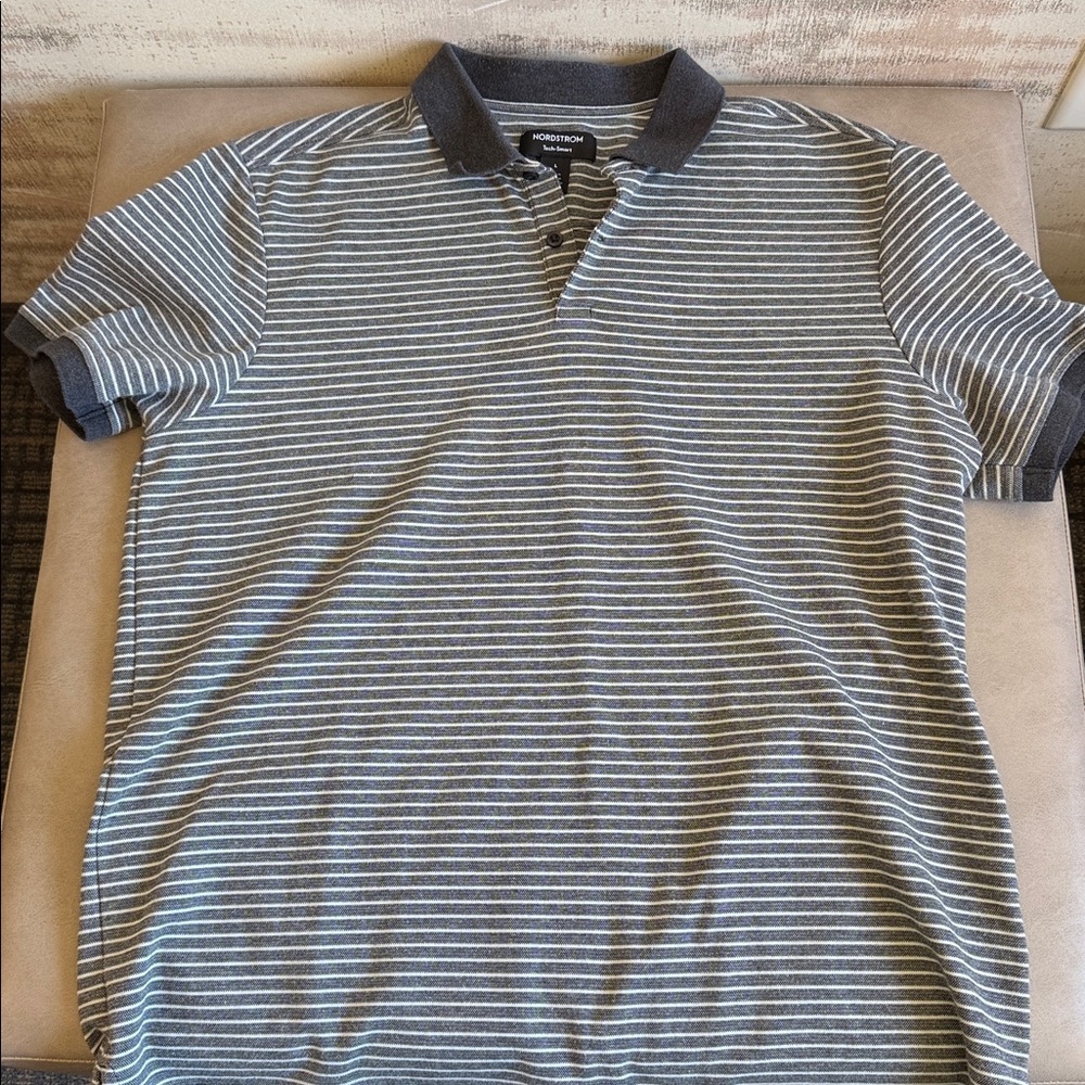 Nordstrom Men's Golf Polo Shirt - Gray Stripes